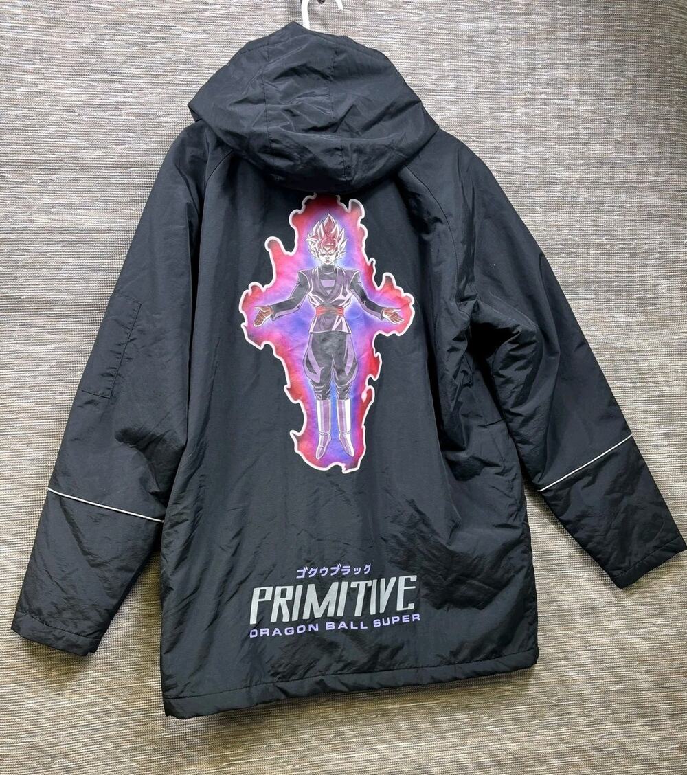 Primitive Jacket Mens Large Black Dragon Ball Super Goku Black Hooded Parka